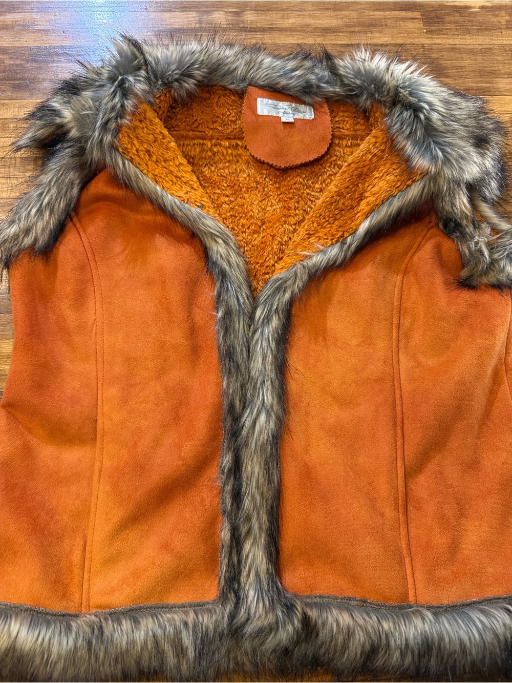 Tasha Polizzi Rust Orange Faux Suede Western Vest Size Large (x) - Picture 2 of 8